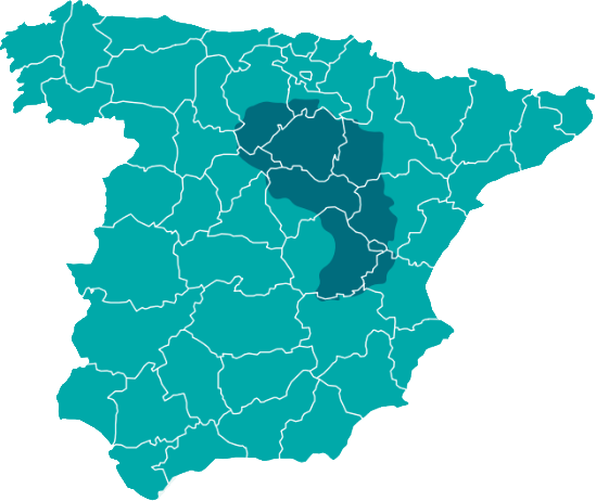 mapa de españa con la zona que abarca territorio celtiberico resaltada